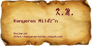 Kenyeres Milán névjegykártya