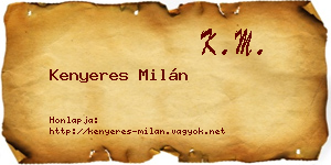 Kenyeres Milán névjegykártya