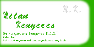 milan kenyeres business card